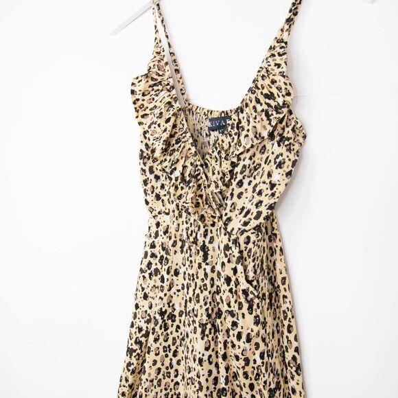NWOT‎ Kivari Stone Leopard jumpsuit, beige, XS - Picture 9 of 12